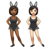 A quoi ressemblent les emoji Femmes avec des oreilles de lapin : peau mate et peau claire sur Whatsapp.