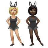 A quoi ressemblent les emoji Femmes avec des oreilles de lapin : peau moyennement claire et peau foncée sur Whatsapp.