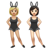 A quoi ressemblent les emoji Femmes avec des oreilles de lapin : peau moyennement claire et peau claire sur Whatsapp.