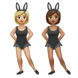 A quoi ressemblent les emoji Femmes avec des oreilles de lapin : peau moyennement claire et peau légèrement mate sur Whatsapp.
