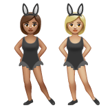 A quoi ressemblent les emoji Femmes avec des oreilles de lapin : peau légèrement mate et peau moyennement claire sur Whatsapp.
