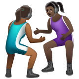 A quoi ressemblent les emoji Lutteuses : peau mate et peau foncée sur Whatsapp.
