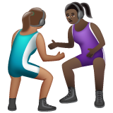 A quoi ressemblent les emoji Lutteuses : peau légèrement mate et peau foncée sur Whatsapp.